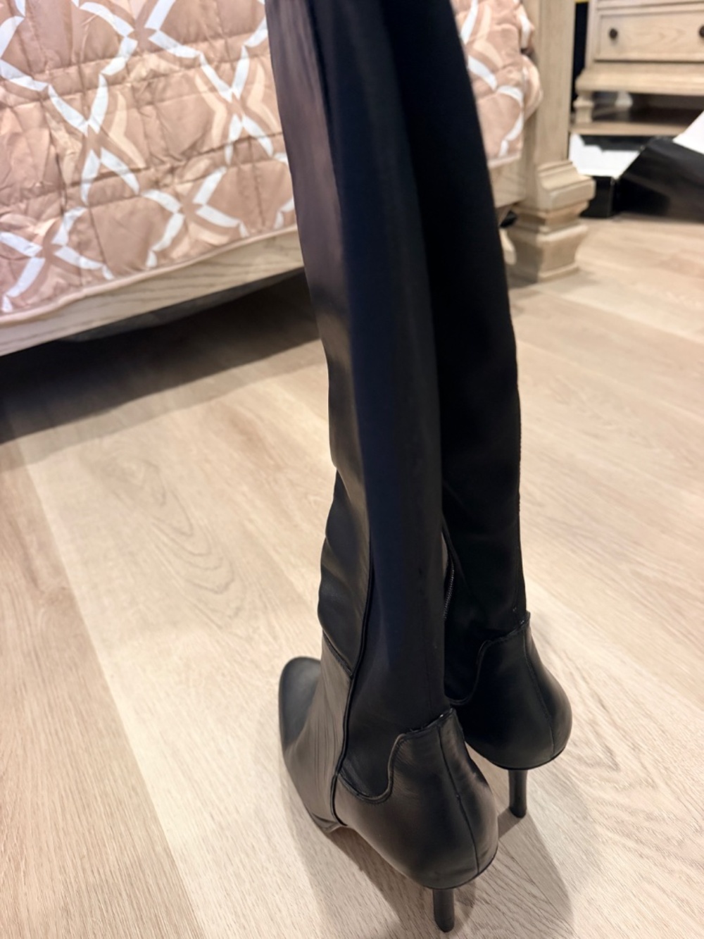 White House Black Market Black Leather Over The Knee High Heel Boots - Picture 3 of 6